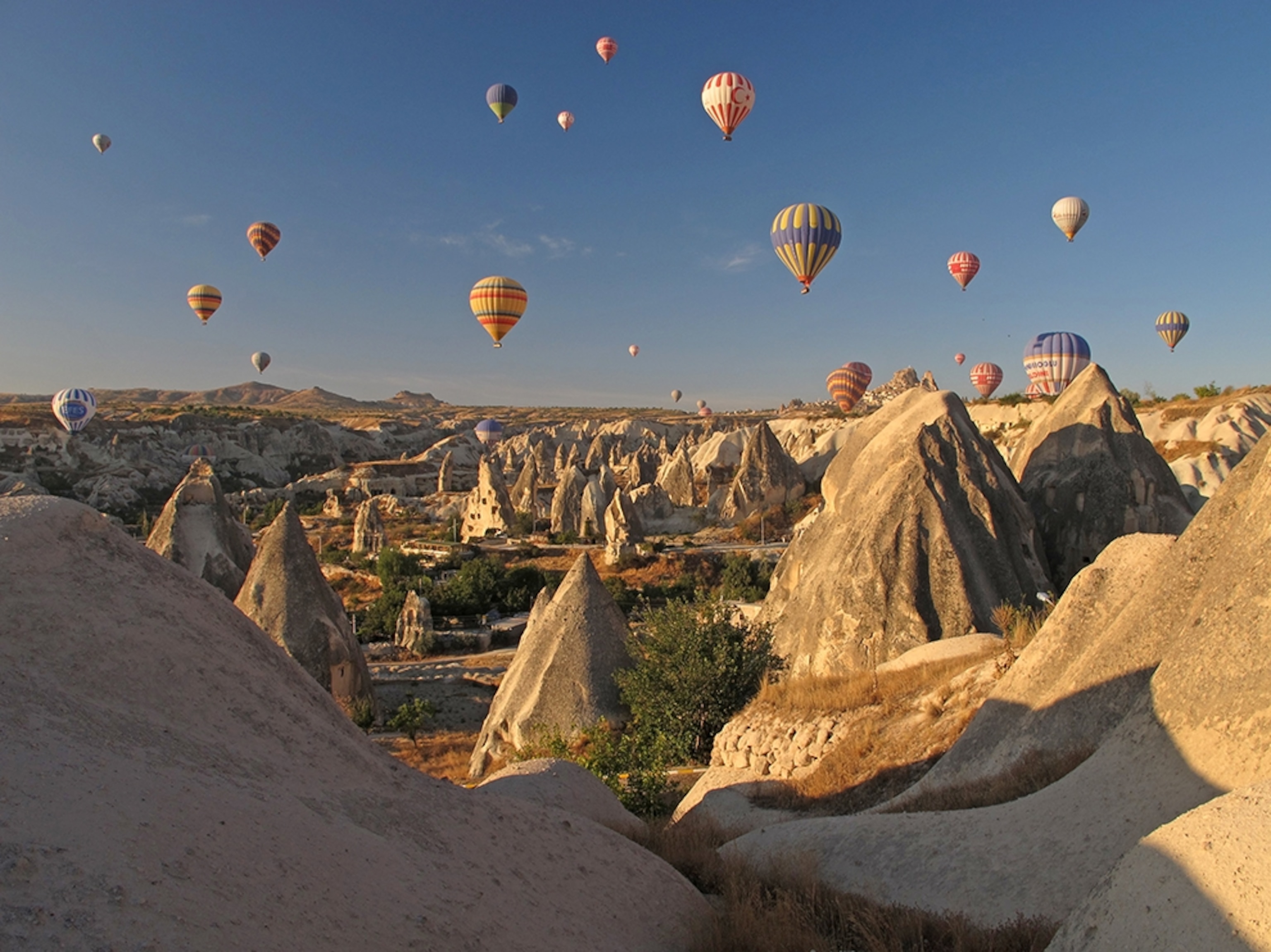 hot-air balloons over Cappadocia, Turkey