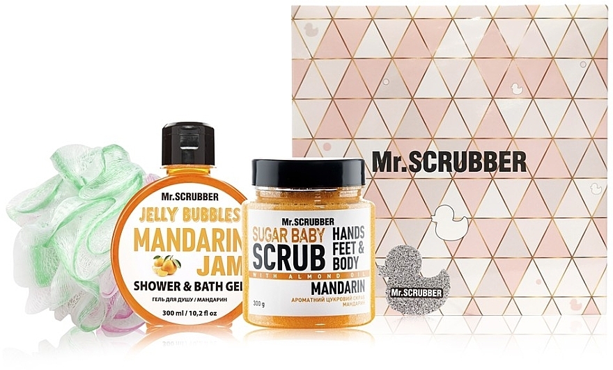 Sett - Mr.Scrubber "Mandarin" (body/scr/300 g + sh/gel/275 ml + sh/sponge)