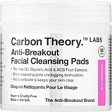 Ansiktsrensende våtservietter med tea tree olje Carbon Theory Cleansing Pads Tea Tree Oil