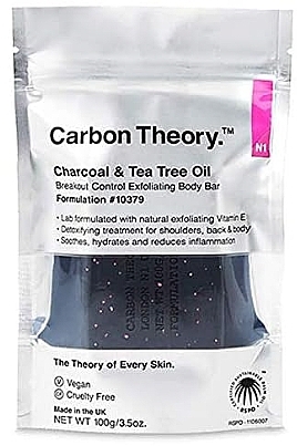 Eksfolierende kroppsåpe med tea tree olje - Carbon Theory Charcoal & Tea Tree Oil Exfoliating Body Soap Bar