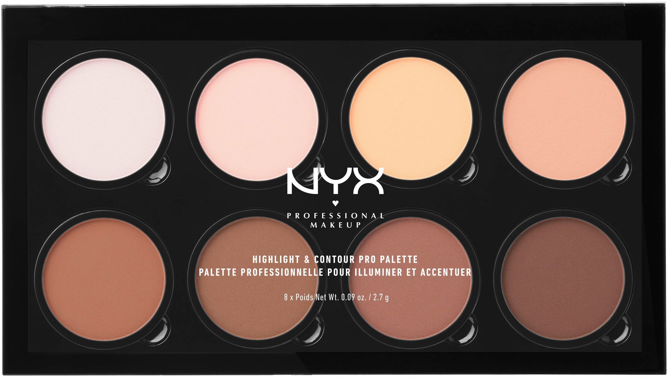 NYX Highlighter NYX Professional Makeup Highlight & Contour Pro Palette, mit einfacher Mischbarkeit