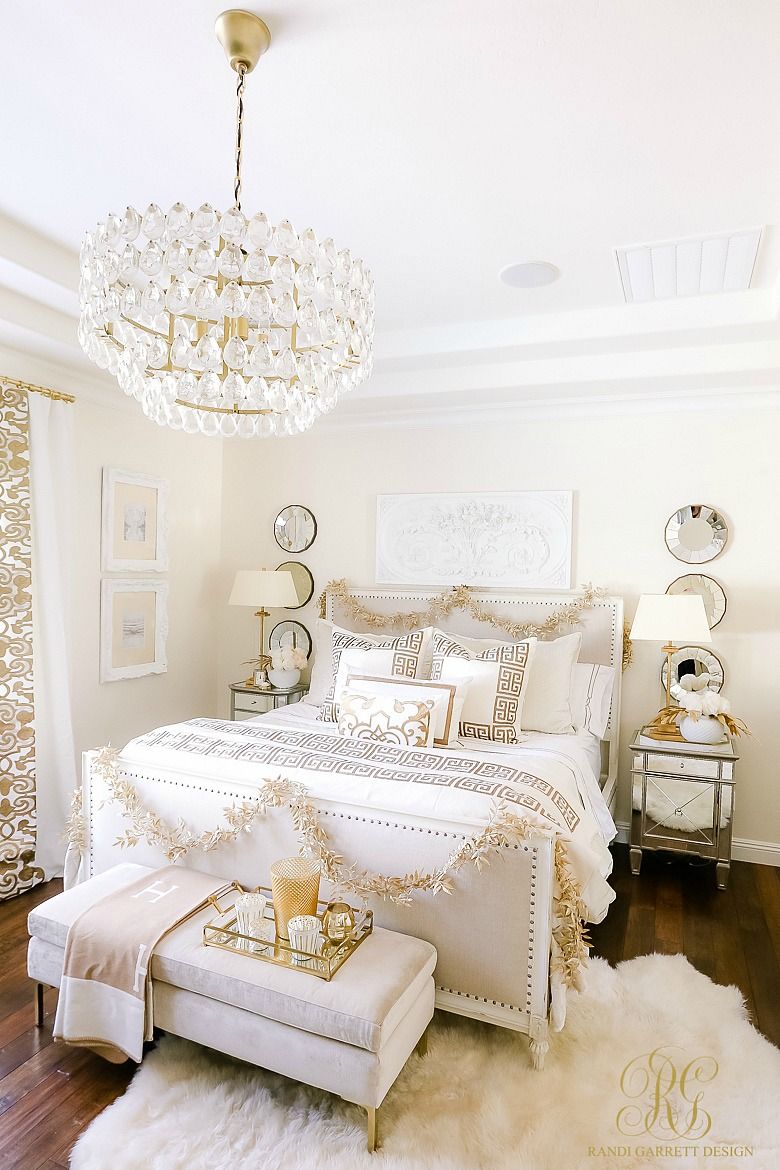 Elegant White and Gold Christmas Bedroom Tour - Randi Garrett ...