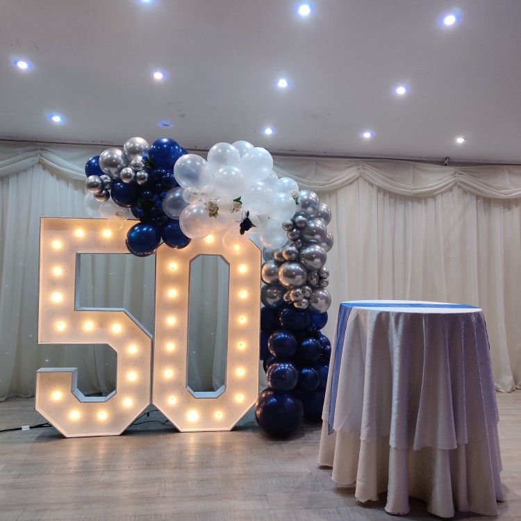 50th Birthday Party Decoration ideas Light up numbers Garland ...