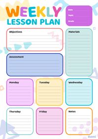 Weekly Lesson Plan | Colorful Boxes for Teachers | Perfect for grades 3rd, 4th, 5th, 6th, 7th | Other Classroom Resources | Kami Library