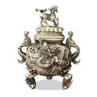 Silver Plated Incense Burner with Chinese Legendary Creatures