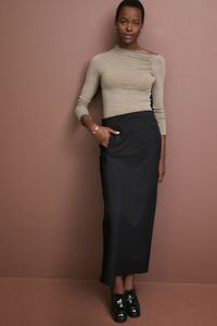 Black Ponte Column Maxi Skirt