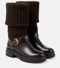 Thurso leather-trimmed biker boots