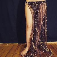 Purple and gold sheer split/panel skirt for tribal or tribal fusion bellydance - TALL