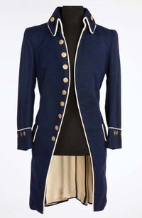 Dark blue wool naval military coat worn by Mel Gibson as "Fletcher Christian" in the Bounty (1984)