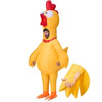 PRICES MAY VARY. Complete Set: Our deluxe inflatable costume set includes 1 chicken inflatable suit, 1 inflatable tool, 1 detailed instructions sheet and 1 portable power box (requires 4 AA batteries, batteries not included in the set). This Full body rubber chicken costume featured squeakers on both palms, adding lots of fun to your halloween party and other theme activities. Versatile Occasions: It is a fun and unique way to stand out at any event with this yellow chicken blow-up costume, perf