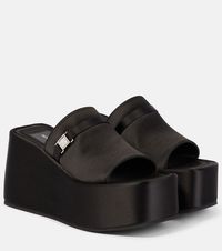 Find NODALETO Bulla Yelena Satin Platform Slides on Editorialist. Upper: fabric. Lining: rubber. Sole: rubber insole and sole. Toe shape: square open toe. Made in Spain. Includes: shoe box, dust bag. Designer color name: Black Satin.