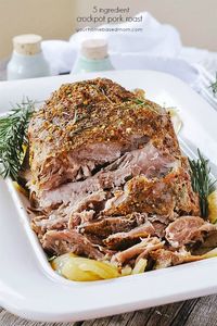 Crockpot Pork Roast is full of flavor and so easy because it's done in a crockpot and only has 5 ingredients! Dinner has never been easier or more delicious. #crockpot #crockpotporkroast #porkroast