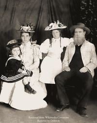 William Lakeland and family from Neville Creek near Laura, North Queensland, 1905 William Lakeland was one of the pioneer prospectors of Cape York. His wife and daughter also spent time with William at his mine at the Rocky River Scrub. (Description supplied with photograph.) Family members from left to right: Leo Percy Bruno (1897 - 1963); Mrs Esther Margaret Lakeland (nee Culton) (1868 - 1949); Claudie Ethel May Lakeland (1889 - 1966) and William Lakeland (1847 - 1921).
Date	11 October 1905
Source	Item is held by John Oxley Library, State Library of Queensland.
Author	Staines, Henry James Edgar
{{PD-Australia}}