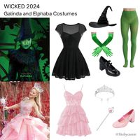 Halloween Costume - Galinda and Elphaba from Wicked  | duo costumes | best friend costumes | bff costumes | costumes for two | | DIY wicked costume | wicked characters | character costume | costume inspo | costume inspiration | wizard of oz | wicked witch of the west | adult halloween party | college halloween party | teen halloween | halloween costume for women | halloween costume for girls | witch costume | green costume | halloween costume idea for friends | costume idea | easy costume | last minute costume | 2024 costume idea | halloween costume idea for best friends | new wicked | musical costume | broadway costume | ariana grande | ariana grande wicked | cynthia erivo