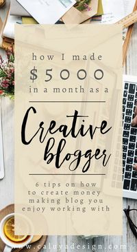 How I made $5K in a month as a Creative Blogger: 6 tips on how to create money making blog you enjoy working with. On my 6th month blogging, I generated 5K income, as a creative / craft / graphic design blogger. Increased traffic to Etsy, also generated 1200 Etsy sales on its 6th month as well. I hope this article help you to launch your own creative blog as a crafter / designer / craft influencer  and successfully start making money by doing what you love. Craft blog, monetizing blog