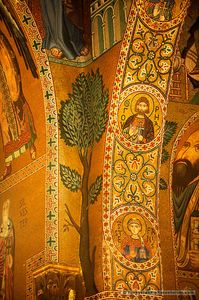 Byzantine Christian Mosaics of The Palatine Chapel  ( Capella Palatina) in The Norman Palace (Palazzo dei Normanni), Palermo, Sicily. Scenes of Christ and from the Bible.