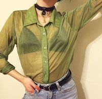 Grunge vibes: leather chocker and shear shirt