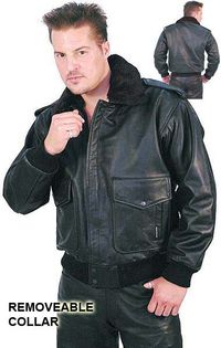 TRADITIONAL LEATHER JACKET - Bomber style buffalo leather jacket with removable fur collar and zip out lining. Features vented underarms and inside chest pockets. *knit cuffs/waist *removable collar *bi-swing shoulder back *vented underarms *4 front pockets inside *chest pocket *zip out acrylic fur lining *top grain leather soft buffalo leather