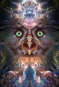 Psychedelic Owl, Fractal Art Painting, Wall Art, DMT, Trippy Home Decor, Eye of Horus, Graphic Art,