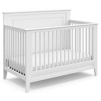 Rosebery Kids 4 in 1 convertible crib was made to have the best combination of wood details and sleek lines. The 4 in 1 convertible crib was made for sweet dreams. With thin dowel sides, a sleek yet detailed back panel, and angled feet, the 4 in 1 convertible crib will add modern detail to your nursery. This crib will grow with your baby, allowing you to adjust the mattress position in three different heights and converting into a toddler bed (guardrail sold separately) and daybed. Our team desi