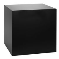 Accentuate any space with our Black Laminate Cube Table Pedestal. Perfect to use as an end table or elevate artwork or merchandise, our durable cube table pedestal is ideal for art galleries, retail stores, museums, hotel lobbies, waiting rooms, window displays, and even as part of your home decor. The smooth black finish will highlight a myriad of items and create an elegant look in any environment.