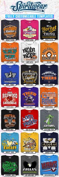 Customize over 5,000 spiritwear t-shirt design templates.  Visit us today to have a customized school t-shirt made up for your school or event.