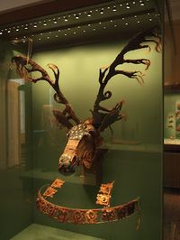 Stunning antler-like horse headpiece with matching breastcollar; Scythian, 3rd century BCE, Hermitage Museum, St Petersburg, Russia