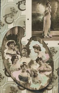 Palette (Inset; Top Left Around to Top Right):  Marguerite Brésil, Louisa De Mornand, Madia Borelli, Caux, Alice Bonheur, Reneé Desprez, Demaury.  Photos by Reutlinger.  SIP Series 1988.