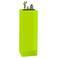 Add a vibrant and funky look to art, collector toys, figurines, and sports memorabilia with our Fluorescent Green Acrylic Display Pedestals. Made of sturdy, fluorescent green acrylic, these eye-catching translucent display pedestals are perfect for school events, children's museums, galleries, game stores, bookshops, toy stores, and so much more. Iridescent by nature, these pedestals radiate shades of green and yellow depending on the environment and lighting conditions.