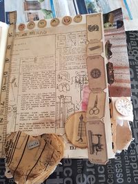 A junk journal page based on sewing