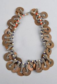 Kenya | Bracelet; aluminium wire, glass beads and coins. Possibly from the Kamba people of Kitui (Kitui Province) or Ngomeni (Coast Province) | ca. 1972 or earlier