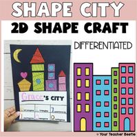 2D Shape City Math CraftWrap up your geometry unit with this fun shape craftivity! This printable is a great review of 2D shapes and makes a cute bulletin board display. You'll find differentiated response sheets for kiddos who need the extra challenge. What's Included:Teacher Notes & Tips2D Shape block clipart Header3 differentiated response templates           - Level 1: Students identify 2D shapes and classify the shapes based on their attributes.           - Level 2: Same as above but th