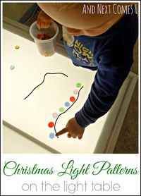 Create Christmas light patterns on the light table from And Next Comes L