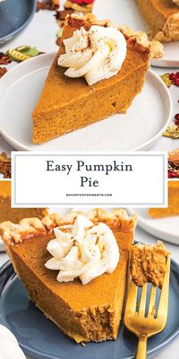 This Easy Pumpkin Pie is just perfect for Thanksgiving! Perfectly creamy and delicious, this pumpkin pie recipe is perfection!