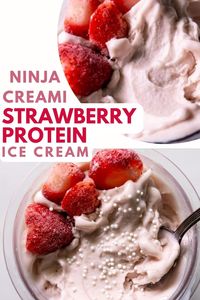 Deliciously refreshing, with just enough sweetness, you'll love this strawberry protein ice cream made in the Ninja Creami. Top it with all of your favorite toppings for a post workout snack or a healthy protein packed dessert.