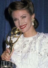 La Diva  Jane Seymour smiles in 1988 with the Emmy she won for playing Maria Callas in the TV movie Onassis: The Richest Man in the World. Years later she'd be nominated for her series Dr. Quinn: Medicine Woman.