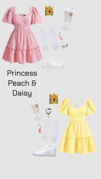 princess peach and daisy costume! #halloween #halloweencostumes #princesspeachanddaisy #supermariokart #mariohalloweencostume #outfitinspo #halloweencosteinspo #inspo #insporation #halloweenvibes