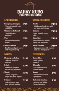 Brown Traditional Philippine Cuisine Menu