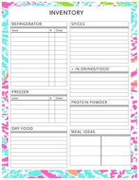 I made this food inventory to organize my food and supplements! Enjoy!