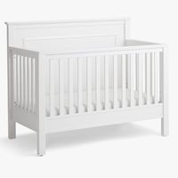 Construction Seadrift finish is expertly crafted from sustainable solid poplar wood, MDF with basswood veneers and oak veneers and plywood. Simply White finish is expertly crafted from sustainable poplar wood, engineered wood and MDF. Mattress platform, which is made of metal, offers two height options to accommodate your growing baby. Platform can be adjusted to the following heights: 8.5" 16". Elegant details include crown molding, beveled panels, grooved posts and fluted slat detailing. Finis