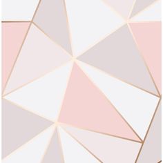 an abstract pink and white wallpaper with geometric shapes in shades of grey, beige, and light pink