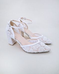 Lace Block Heel For Weddings Summer Wedding Shoes With Lace, Summer Evening Wedding Shoes With Lace, Lace Heels For Summer Wedding, Summer Evening Wedding Shoes In Lace, Summer Lace Wedding Shoes, Spring Lace Heels With Pointed Toe, Bridal Shoes Closed Toe, Elegant Summer Wedding Shoes With Lace, Elegant Summer Wedding Shoes In Lace