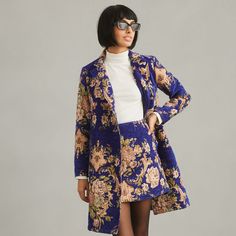 Chic Floral Print Formal Outerwear, Elegant Floral Print Formal Outerwear, Elegant Formal Outerwear With Floral Print, Elegant Floral Print Outerwear For Fall, Elegant Floral Print Fall Outerwear, Elegant Blue Floral Print Outerwear, Warrior Queen, Greek Goddess, Purple Flowers