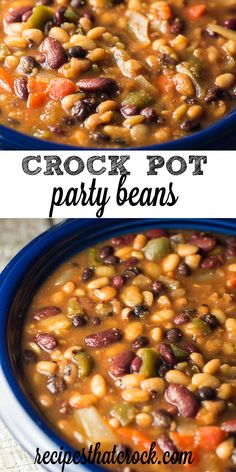 two bowls of crock pot party beans