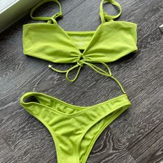 Lime Green Sommer Swim Bikini. As Seen In Kendall Jenner. Worn Just A Couple Times, In Flawless Condition Cheap Lime Green Poolside Swimwear, Fitted Lime Green Summer Swimwear, Lime Swimwear, Lime Green Beachwear Swimwear, Vibrant Green Printed Swimwear, Sommer Swim, Swim Swim, Couple Time, Kendall Jenner