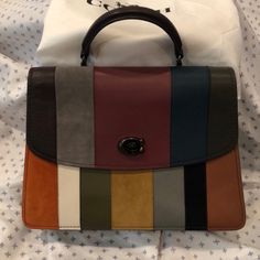 Brand New, Never Used Coach Purse. Detachable Strap-Can Be Worn As Shoulder Bag,Cross Body Or Hand Bag. Comes With Dust Bag. Elegant Multicolor Rectangular Satchel, Chic Multicolor Rectangular Satchel, Elegant Multicolor Crossbody Satchel, Elegant Multicolor Shoulder Bag With Detachable Handle, Chic Multicolor Color Block Bag, Formal Multicolor Top Handle Bag, Multicolor Formal Bag With Top Handle, Elegant Multicolor Shoulder Bag With Detachable Strap, Multicolor Top Handle Bag For Formal Occasions