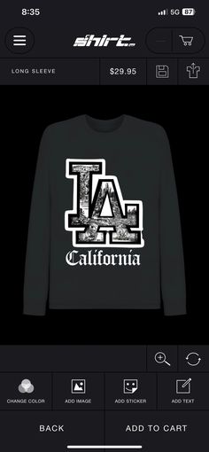 Long sleeve crew neck California Los Angeles cotton shirt Winter T-shirt With Ribbed Cuffs And Crew Neck, Urban Style Long Sleeve Sweater With Logo Print, Winter Cotton Crew T-shirt, Urban T-shirt With Screen Print For Fall, Trendy Winter T-shirt With Logo Print, Trendy Cotton Crew T-shirt, Urban Cotton Top For Fall, Urban Style Cotton Top For Fall, Casual Long Sleeve Graphic T-shirt