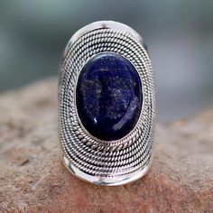 Lapis lazuli cocktail ring, 'Jaipur Blue' - Sterling Silver Lapis Lazuli Ring from India (image 2b) Jewelry Drawer, Vintage Style Engagement Rings, Lapis Lazuli Ring, Handmade Wire Jewelry, Bling Rings, Ring Vintage, Cocktail Ring, Modern Jewelry, Artisan Jewelry