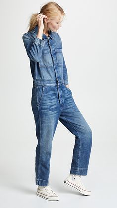 AMO Skip Jumpsuit | SHOPBOP Jumpsuit And Boots, Denim Boiler Suit, Jumpsuit Denim, Style Jumpsuit, Branding Photoshoot Inspiration, Pelo Afro, Boiler Suit, Just Style, Romper Outfit