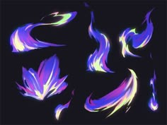 purple and blue flames on a black background